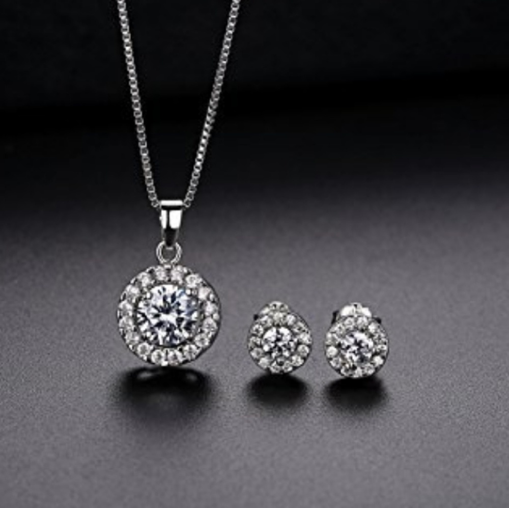 Sterling silver and crystal necklace and earrings